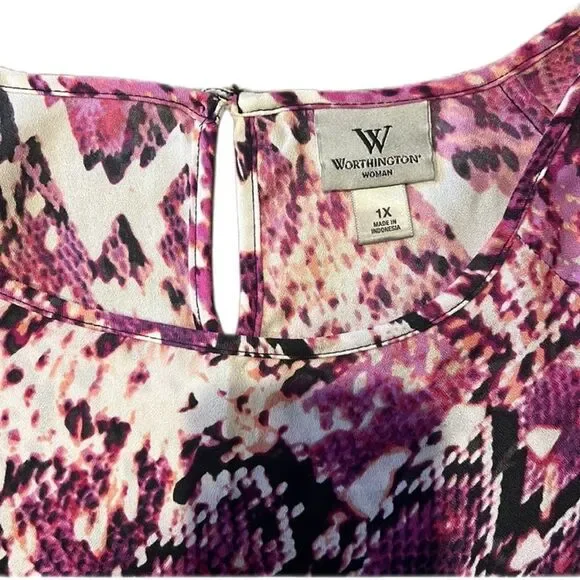 womens pink snake print top - Picture 3 of 4